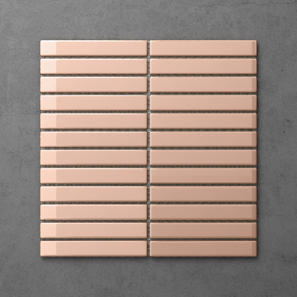 Otsu Kit Kat Mosaic Tile Sheet Matt Pink X Mm