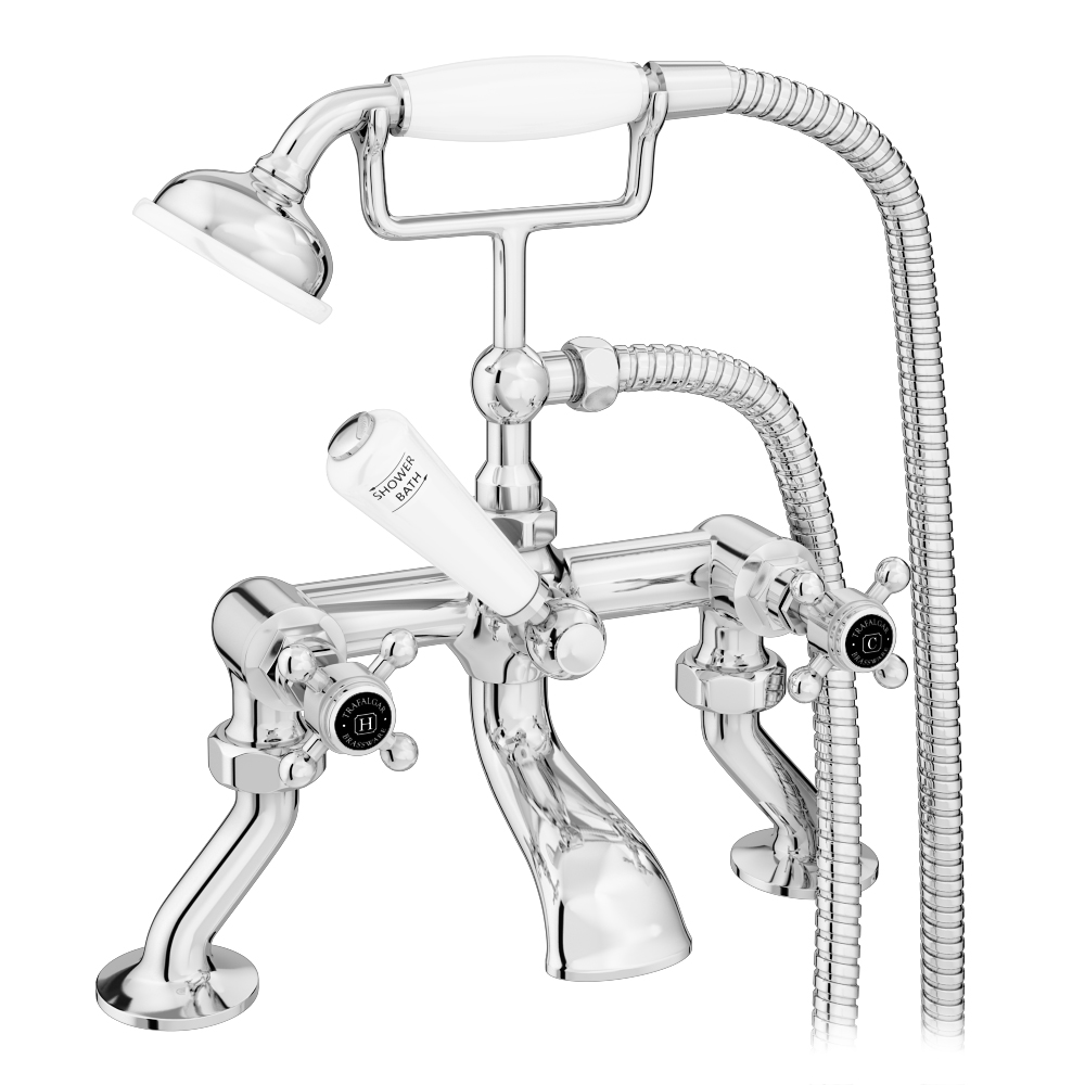 Trafalgar Crosshead Deck Mounted Bath Shower Mixer Shower Kit Chrome