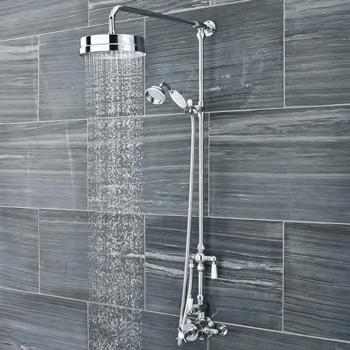 Nuie Traditional Twin Exposed Thermostatic Shower Valve Chrome