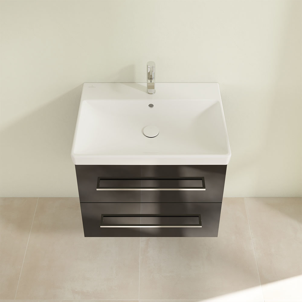 Villeroy And Boch Avento Crystal Black 650mm Wall Hung 2 Drawer Vanity Unit