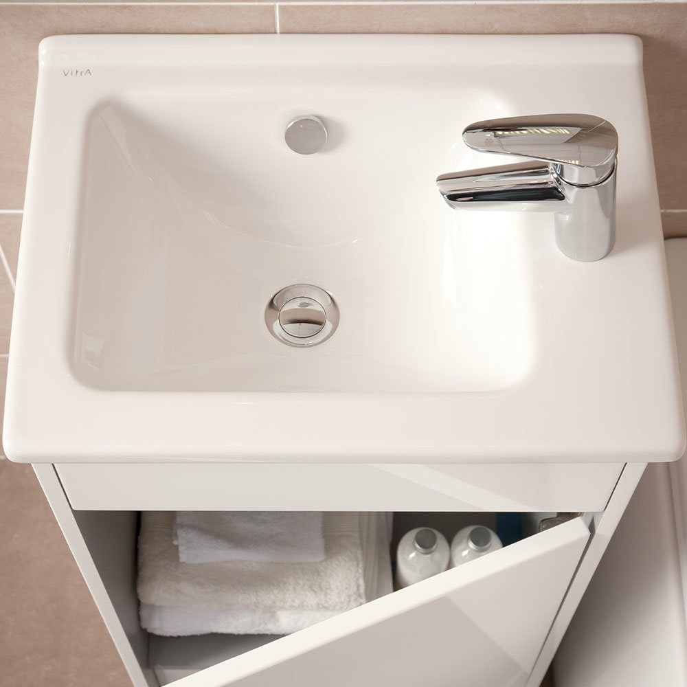 VitrA S50 Square Compact Semi Recessed Basin 1 Tap Hole 5340 At