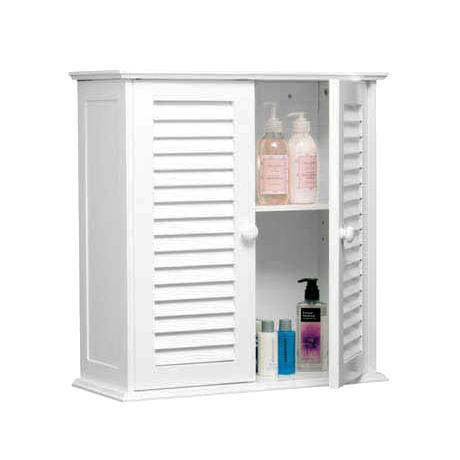 White Wood Double Shutter Door Bathroom Wall Cabinet 1600904 At Victorian Plumbing Uk