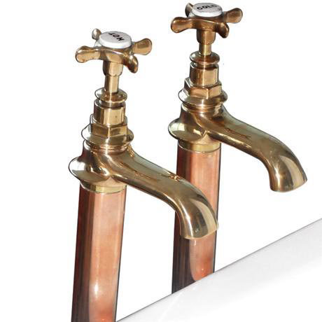 Original Bronze Bath Taps On Copper, Copper Bathroom Fixtures Uk