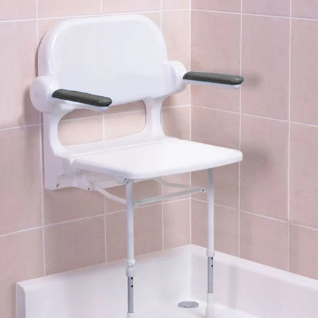 AKW 2000 Series Standard Fold-Up Shower Seat with Grey Arm Pads