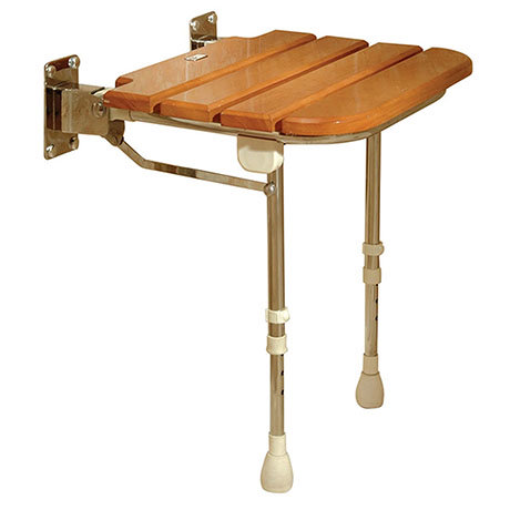 AKW Wooden Slatted Fold-Up Seat with Support Legs