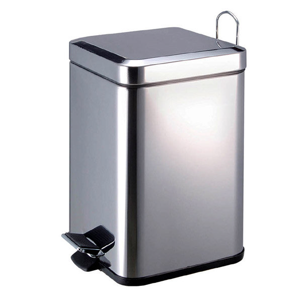 Stainless Steel 6 Litre Square Pedal Bin - 0506405 at Victorian Plumbing UK