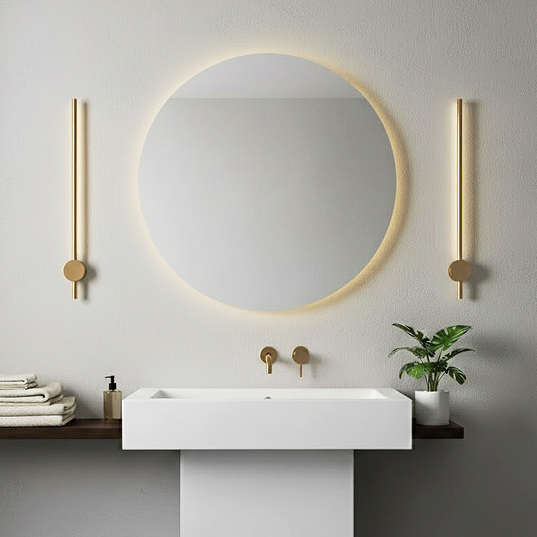 modern bathroom with mood lighting and led mirror