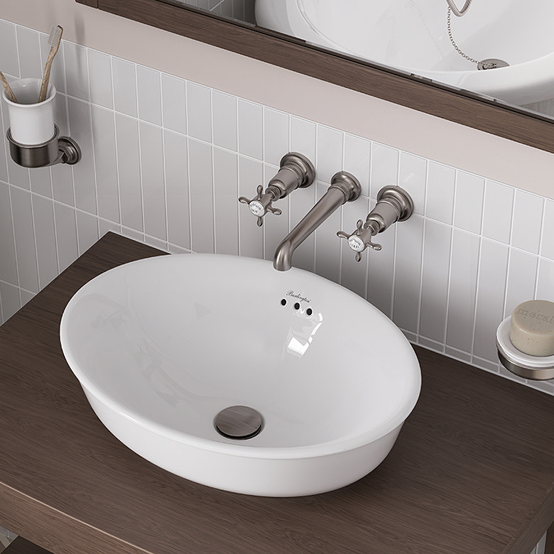 wall mounted brushed nickel basin mixer tap