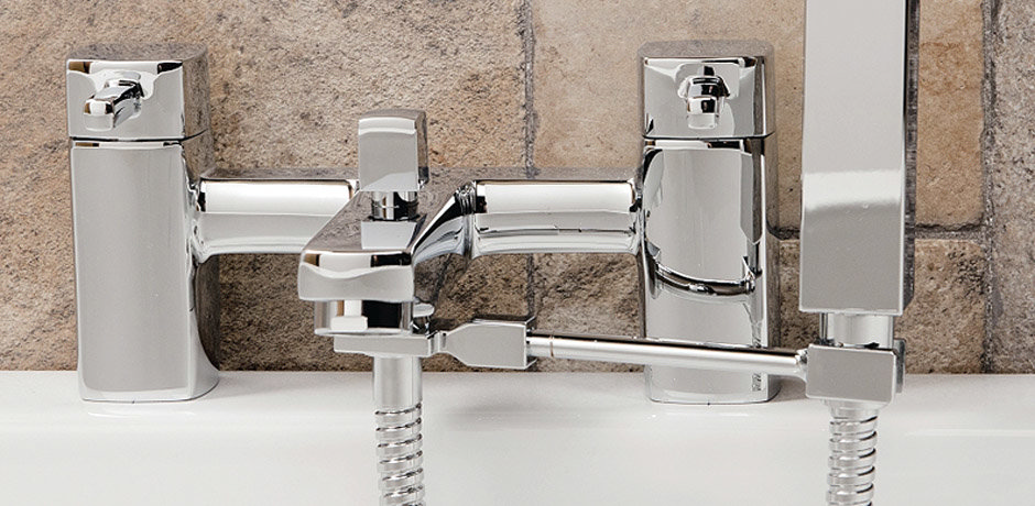 chrome square mixer arm tap