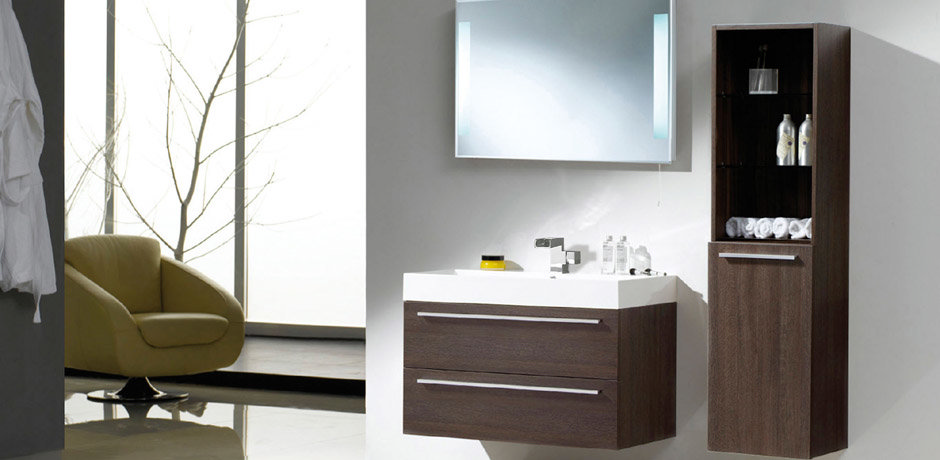 Ultra brown wood effect bathroom storage