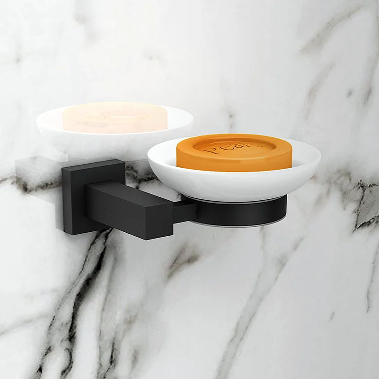 matt black soap tray holder, white soap tray