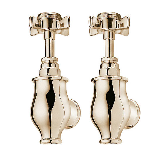 Tre Mercati Pair of Imperial Globe Bath Taps Antique Gold Plated 1093 at Victorian Plumbing UK