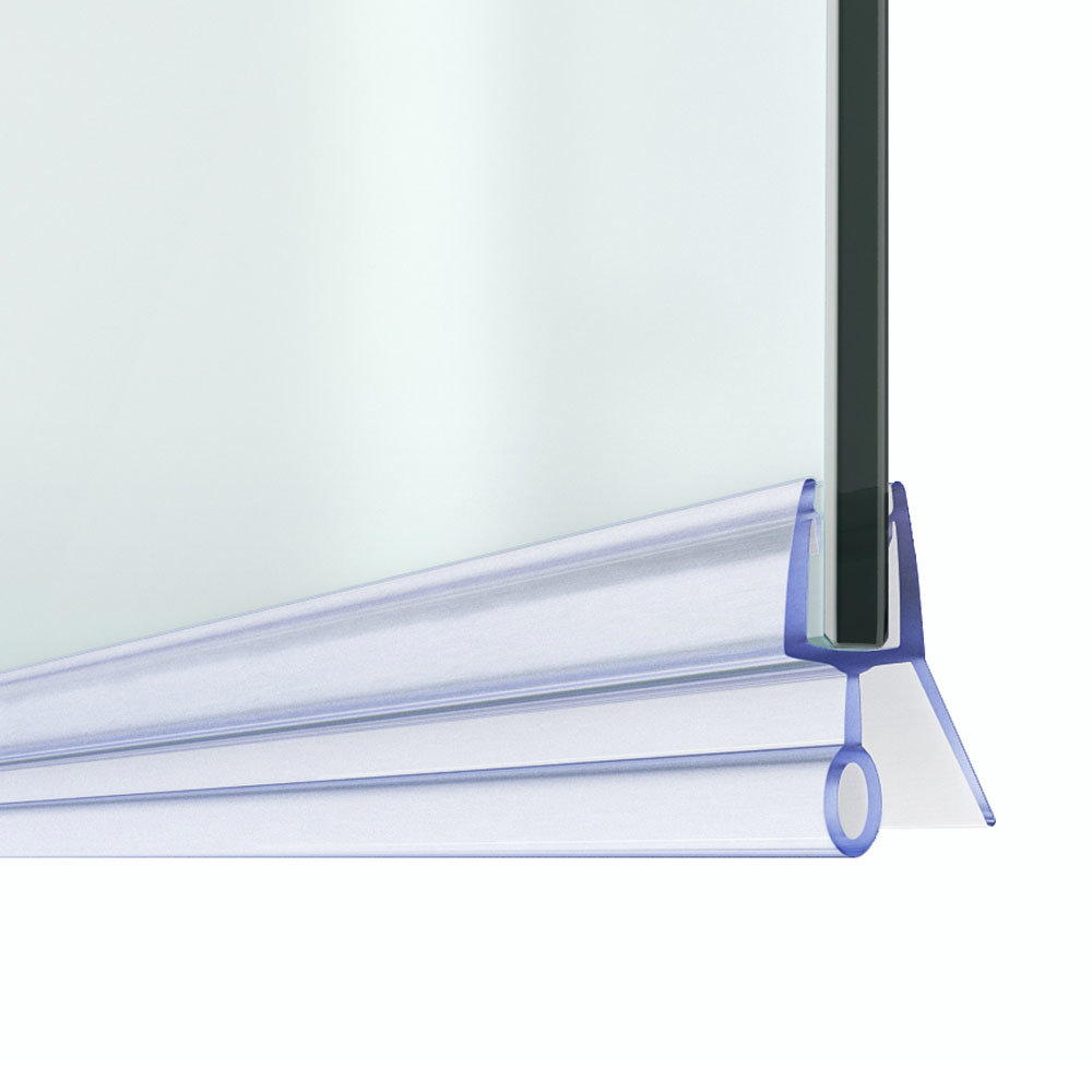 HOUTBY Bath Shower Screen Door Window Seal Strip Gap Curved Flat Rubber Glass Bottom Frameless Weather Stripping Sweep 10mm 78 inch H Shape