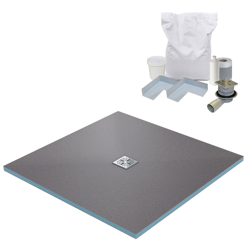 1000 x 1000 Wet Room Walk In Square Tray Former Kit (Centre Waste)