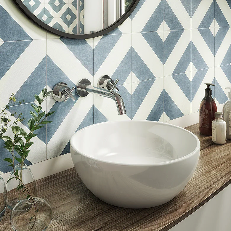 contemporary crosshead basin mixer tap and countertop basin