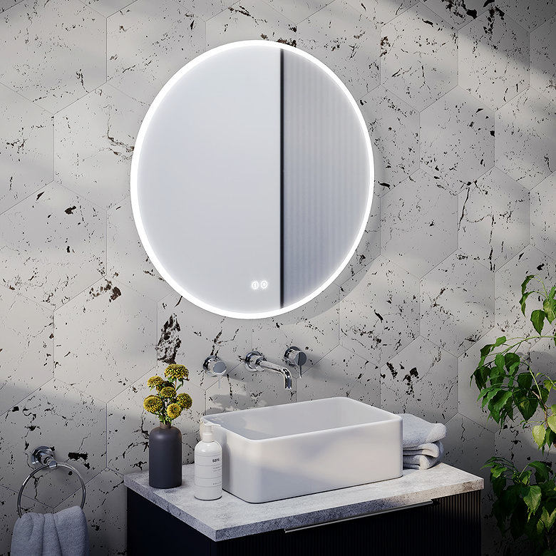 contemporary illuminated colour changing Bluetooth bathroom mirror