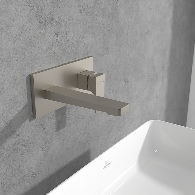brushed nickel modern design basin mixer tap