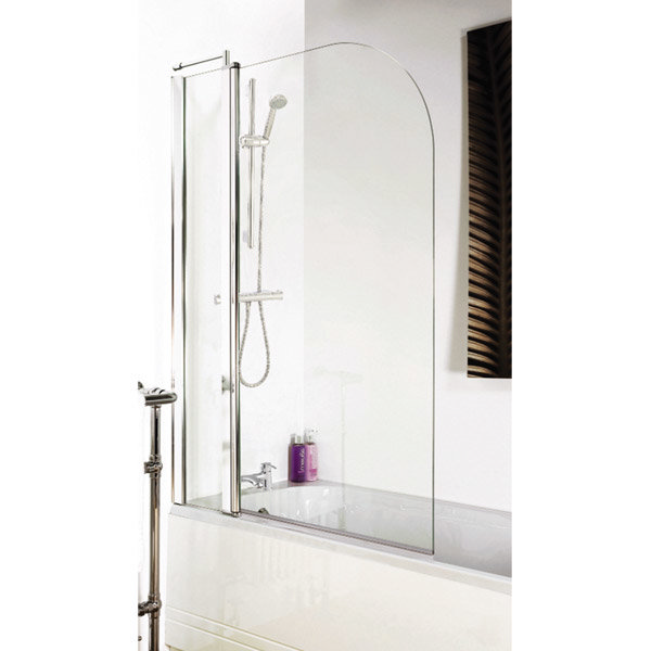 1400 Hinged Straight Curved Top Bath Screen + Fixed Panel NSS2