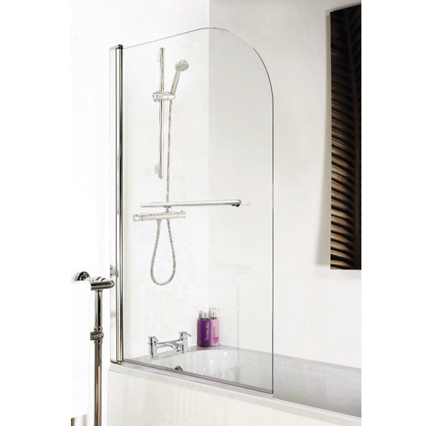 1400 Hinged Straight Curved Top Bath Screen + Rail at Victorian Plumbing UK