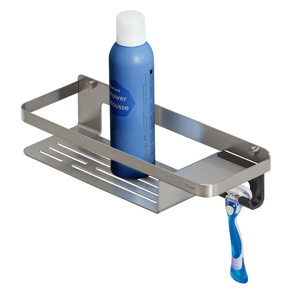 Tiger Caddy Shower Basket with Hook Brushed Stainless Steel