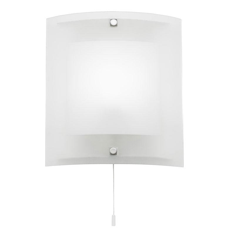 Endon - Square Curved Glass Wall Light Fitting with Pull String- 143-WB at Victorian Plumbing UK