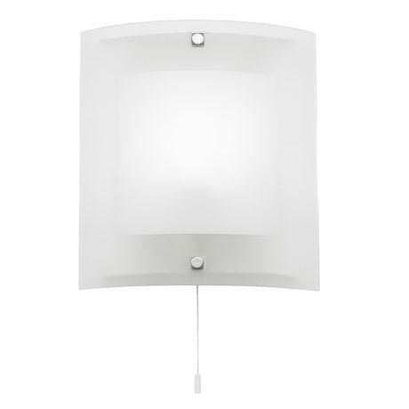 Endon - Blake Square Curved Glass Wall Light Fitting with Pull String- 143-WB