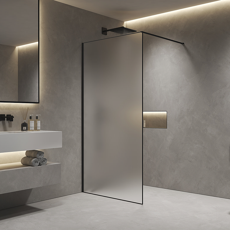 frosted glass walk in shower wetroom screen