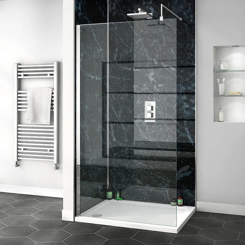 black marble effect walk in shower wall panel