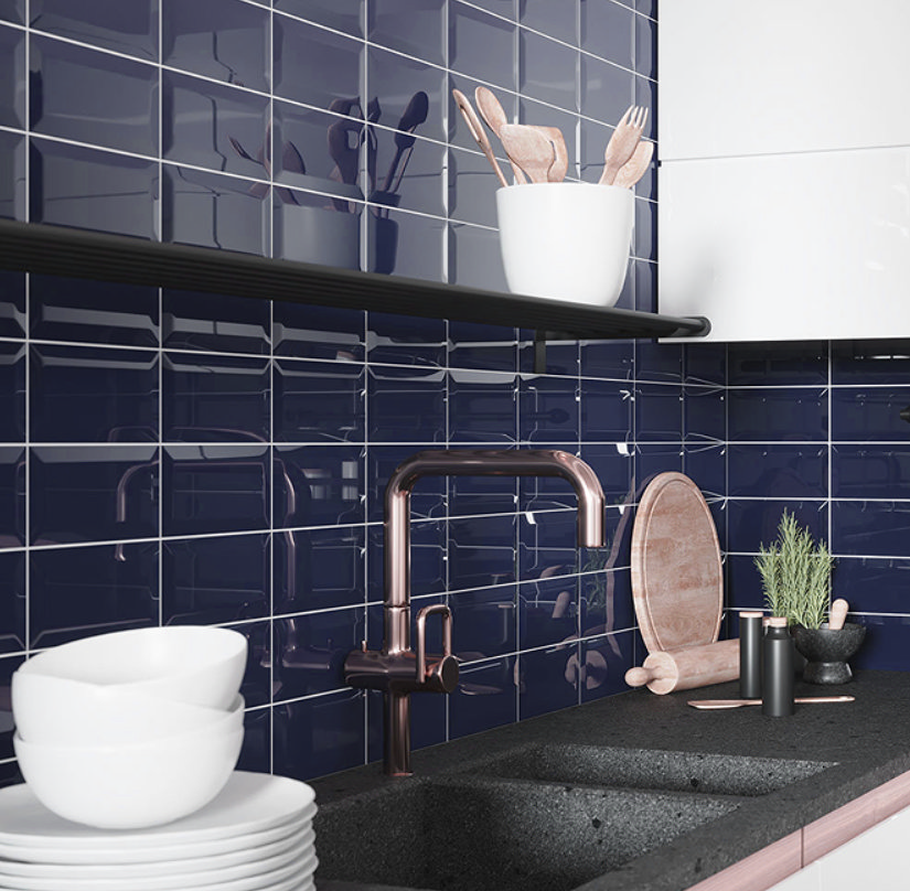 dark blue metro tiles