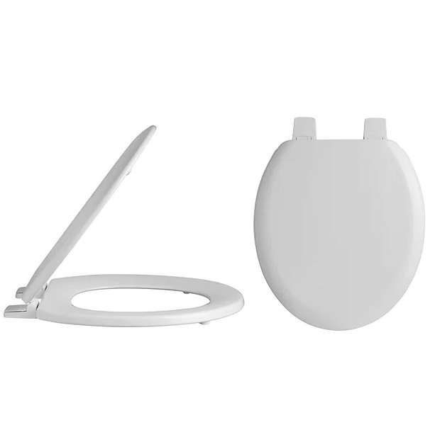 white toilet seat with plastic hinges
