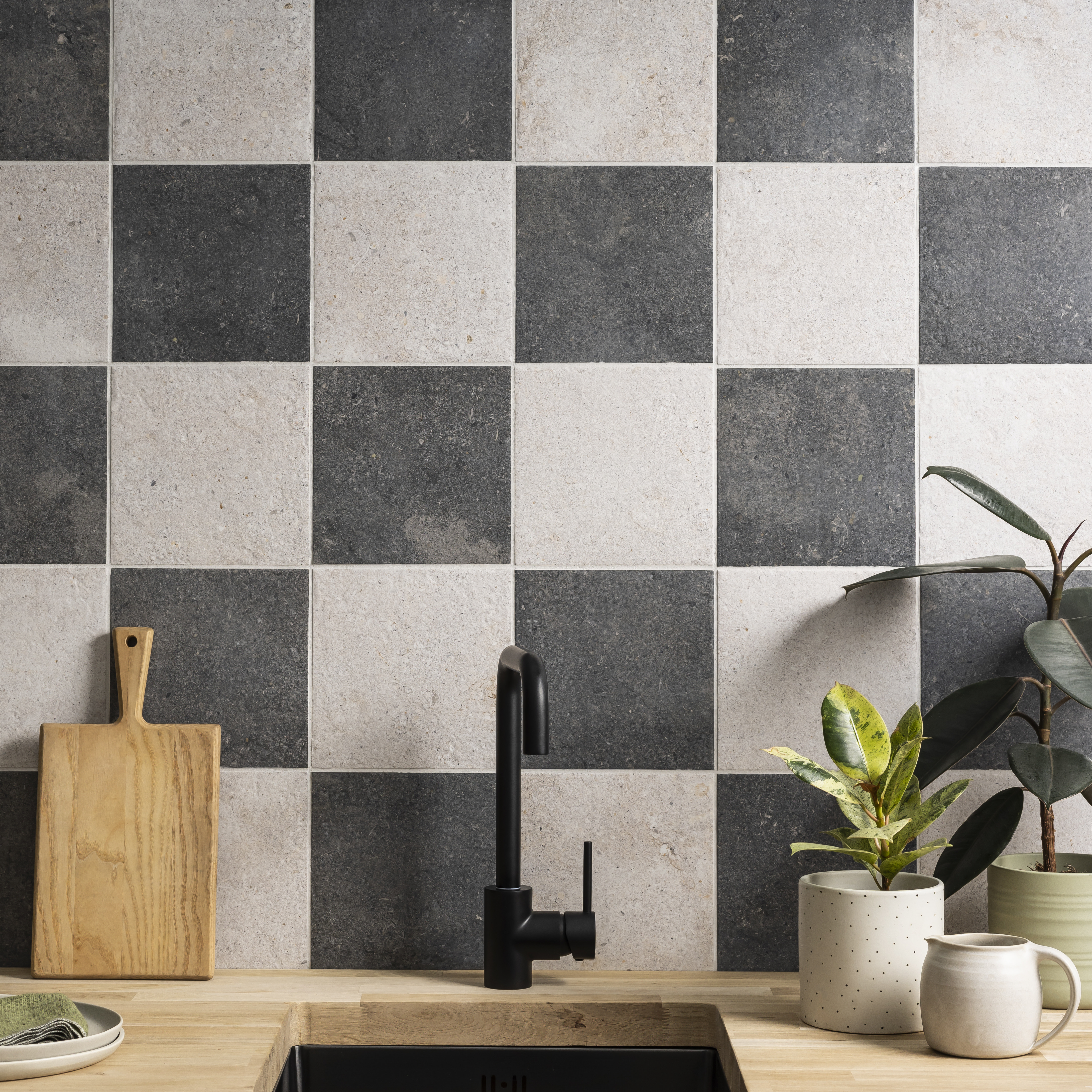 grey stone mosaic tiles