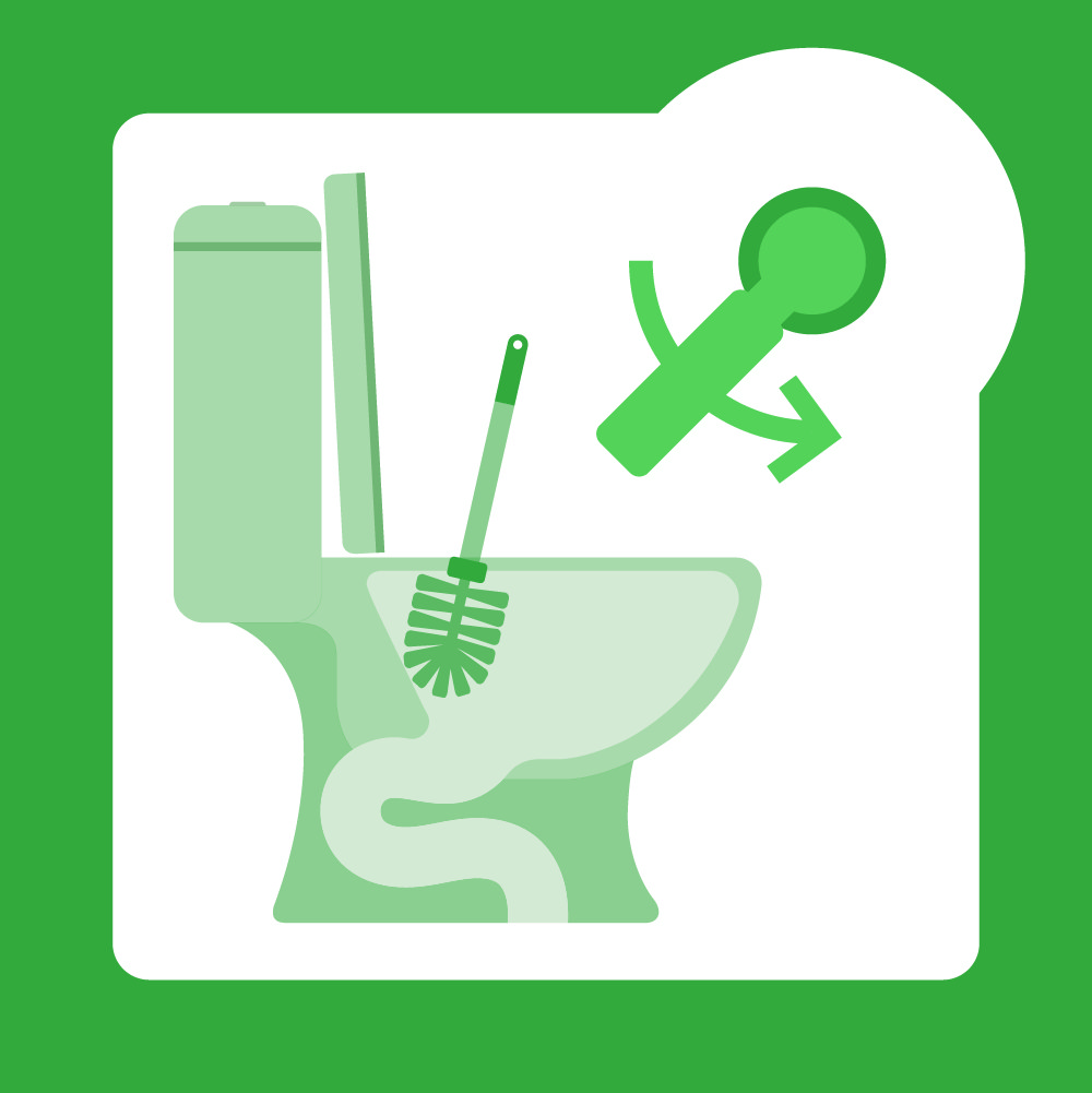cartoon of toilet with brush down the toilet
