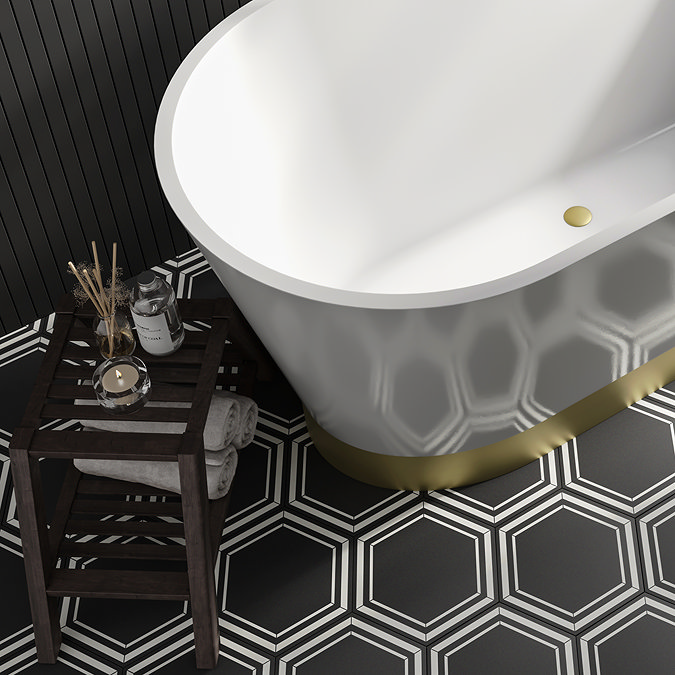 black patterned waterproof tiles