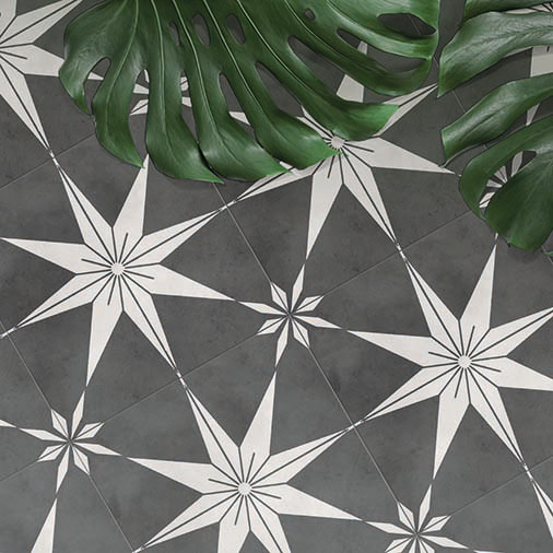 patterned tiles grey