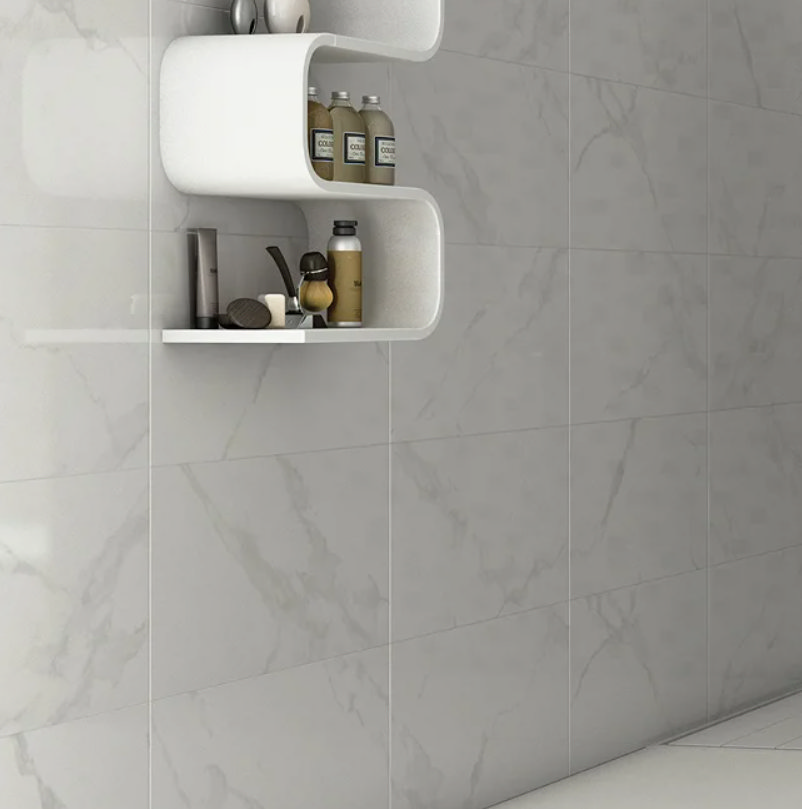 white marble tiles