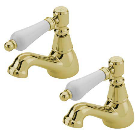 Tre Mercati Victoria Bianco Basin Taps, Antique Gold Bathroom Sink Taps