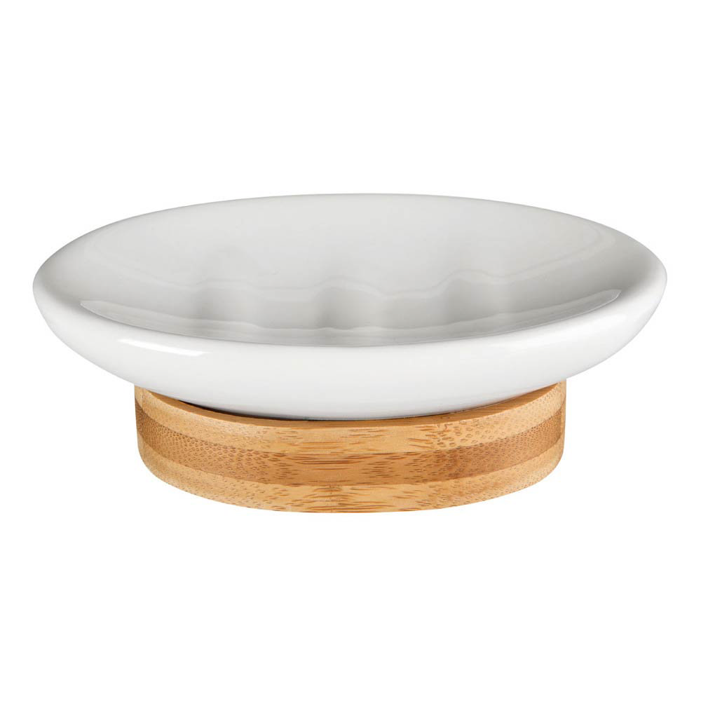 Earth White Dolomite & Bamboo Soap Dish - 1601553 - bamboo and dolomite cut out image