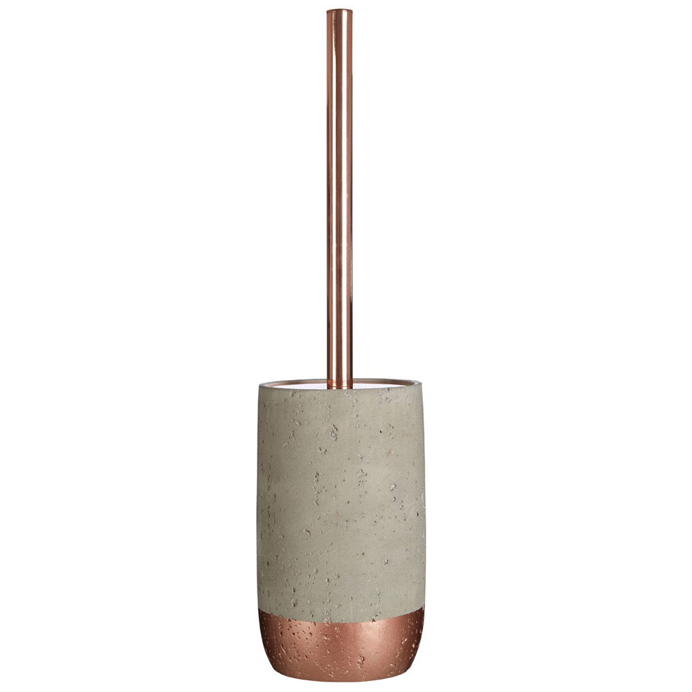 Neptune Toilet Brush Holder - Concrete &amp; Copper