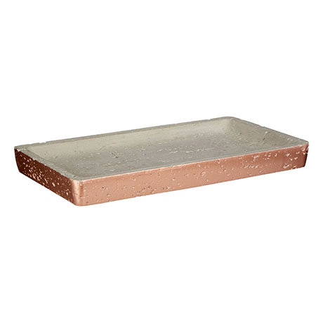 Neptune Small Rectangular Bathroom Tray - Concrete/Copper - 1601636
