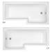 Milan Shower Bath - 1600mm L Shaped with Hinged Screen + Panel profile small image view 3 