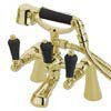 Tre Mercati Victoria Nero Pillar Bath Shower Mixer with Kit - Antique Gold profile small image view 1 