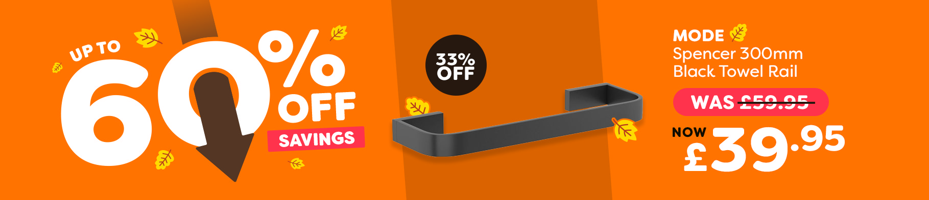 Banner 2 - Mode Spencer 300mm Black Towel Rail