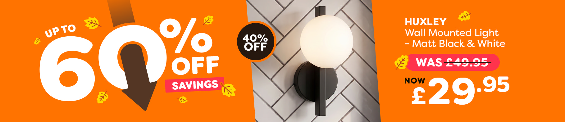Banner 1 - Huxley Wall Mounted Light - Matt Black & White