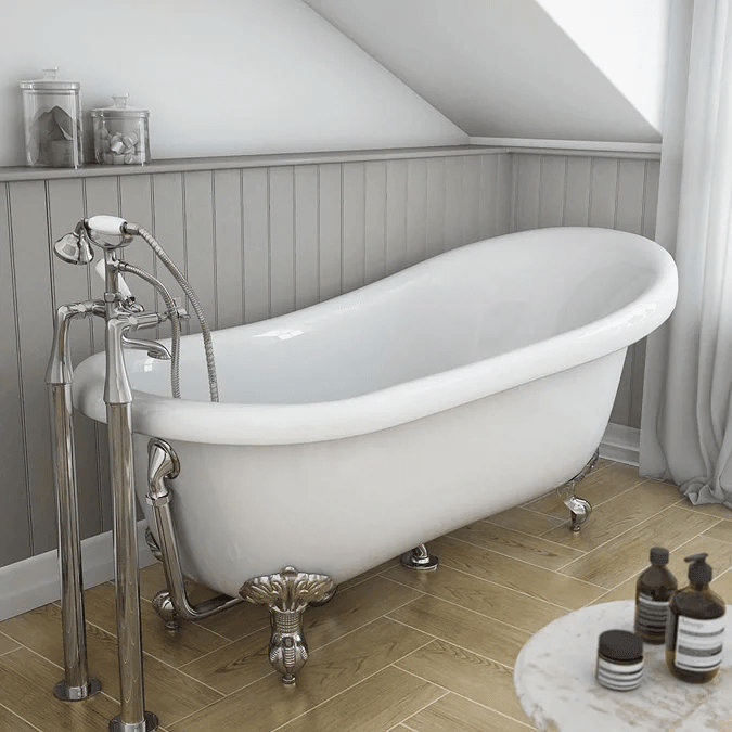 Traditional free standing bath with chrome taps