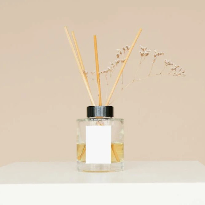 Reed diffuser in beige room