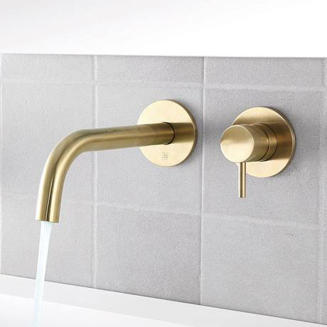 JTP Vos Brushed Brass Wall Mounted Single Lever Basin Mixer