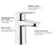 Grohe BauLoop S-Size Mono Basin Mixer with Pop-up Waste - 23335000 profile small image view 2 