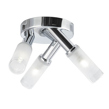 Searchlight IP44 Chrome 3 Light Spotlight with Frosted Glass Shades - 2653-3CC-LED