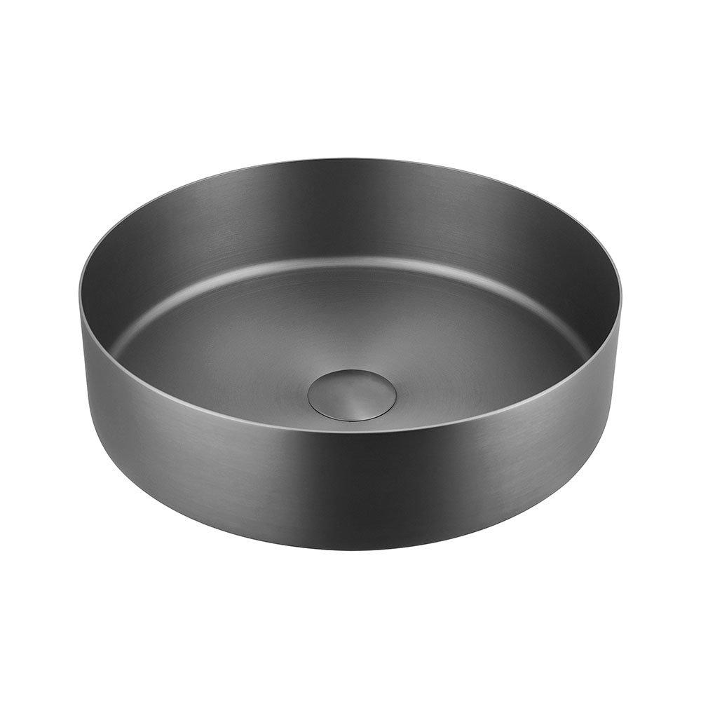 JTP Vos Brushed Black Round Stainless Steel Counter Top Basin + Waste