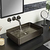 JTP Vos Brushed Black Rectangular Stainless Steel Counter Top Basin + Waste profile small image view 1 